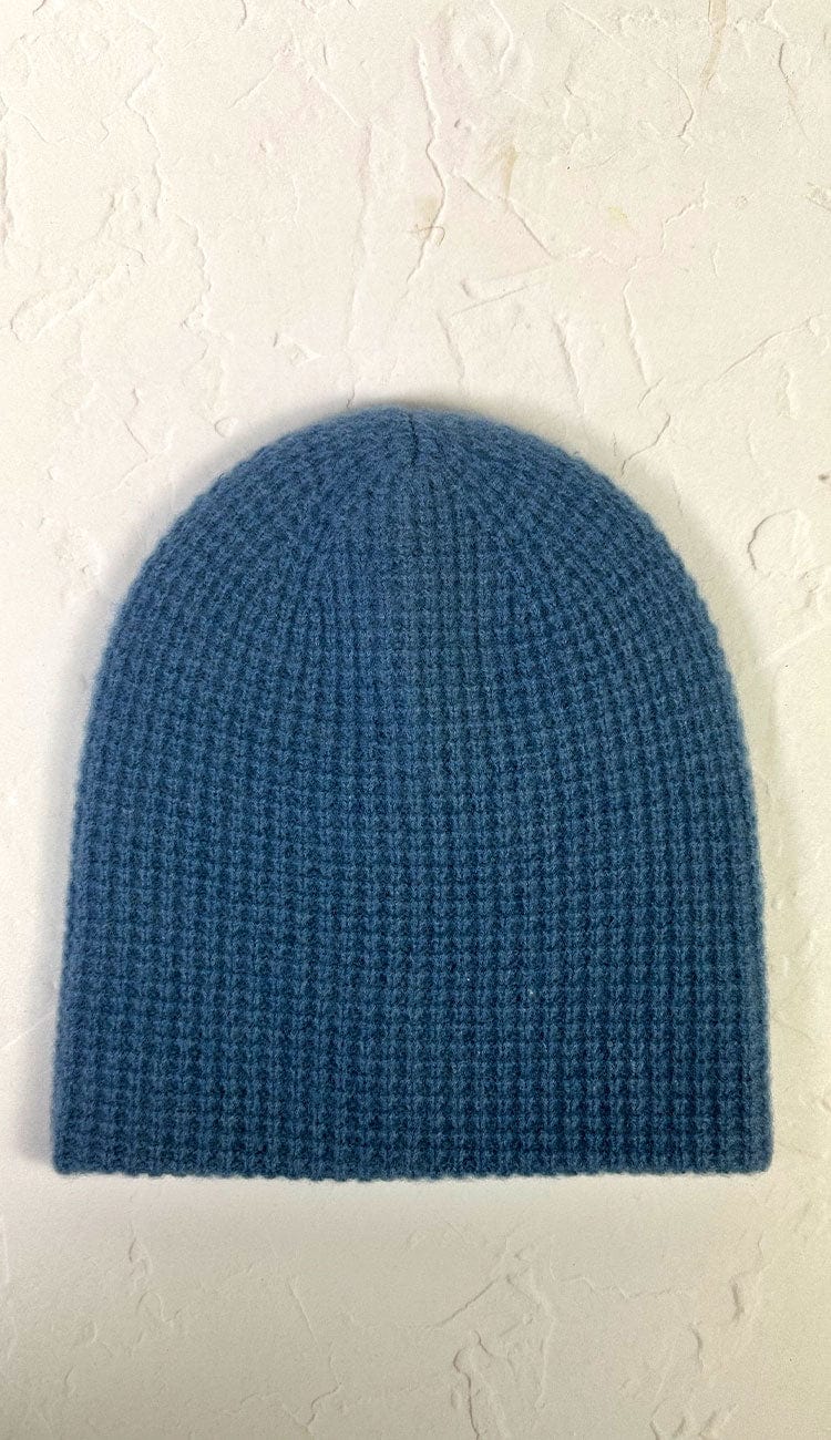 White + Warren Waffle Beanie in Thistle Blue - Paula & Chlo