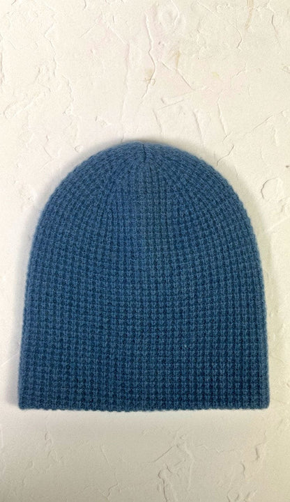 White + Warren Waffle Beanie in Thistle Blue - Paula & Chlo