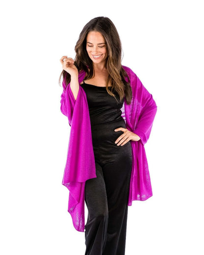alashan cashmere breezy travel wrap in boysenberry