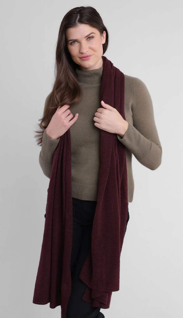 Breezy Travel Wrap by Alashan Cashmere at Paula and Chlo - BURGUNDY