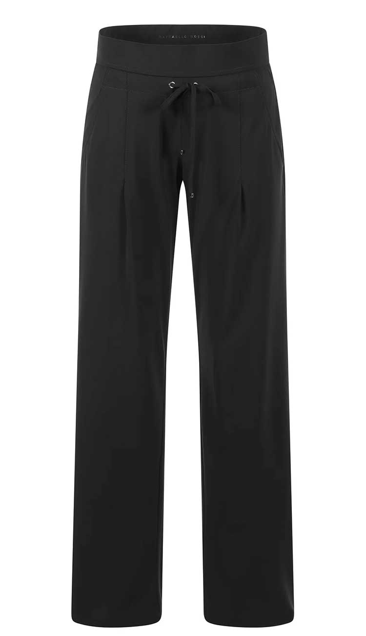 Candice Straight Leg Pants in Black with a drawstring on a white background
