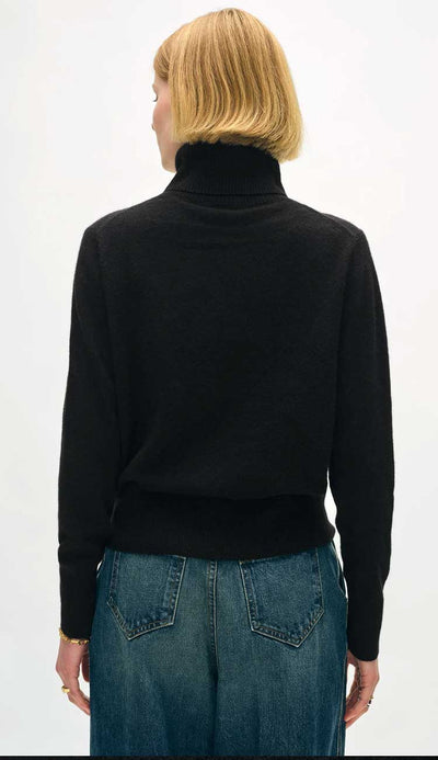 Cashmere Turtleneck Sweater by White and Warren in black or grey at Paula and Chlo Black view