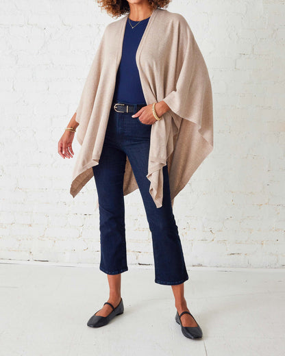 Charleston Travel Wrap cotton cashmere blend wrap by MerSea  done in mink  | Paula & Chlo  front view 