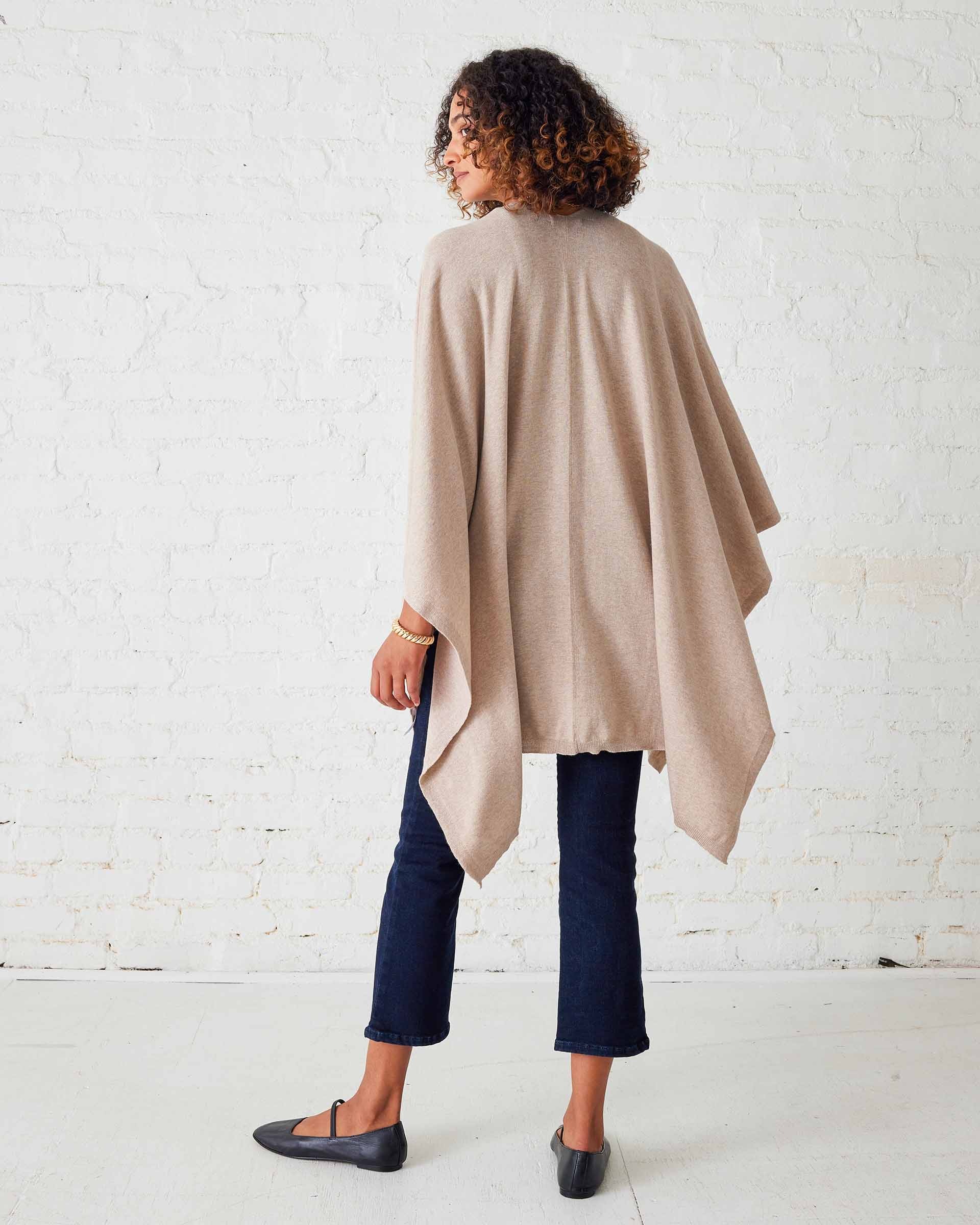 Charleston Travel Wrap cotton cashmere blend wrap by MerSea  done in mink | Paula & Chlo   back view