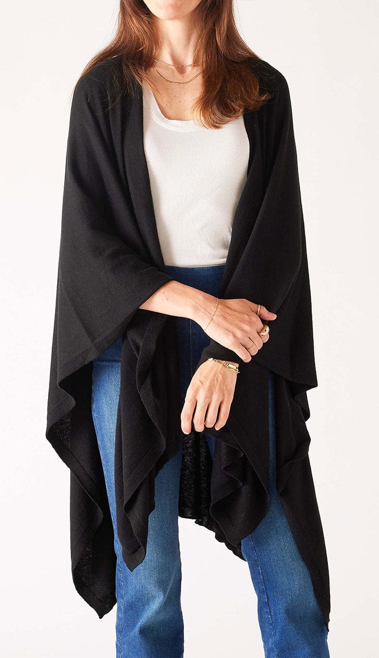 Charleston Travel Wrap cotton cashmere blend wrap by MerSea  done in  black | Paula & Chlo 