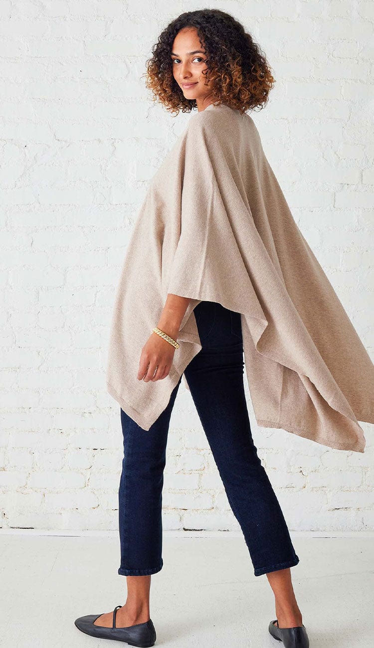 Charleston Travel Wrap cotton cashmere blend wrap by MerSea  done in mink  | Paula & Chlo 