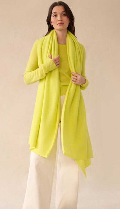 chartreuse white and warren cashmere travel wrap - paula and chlo 