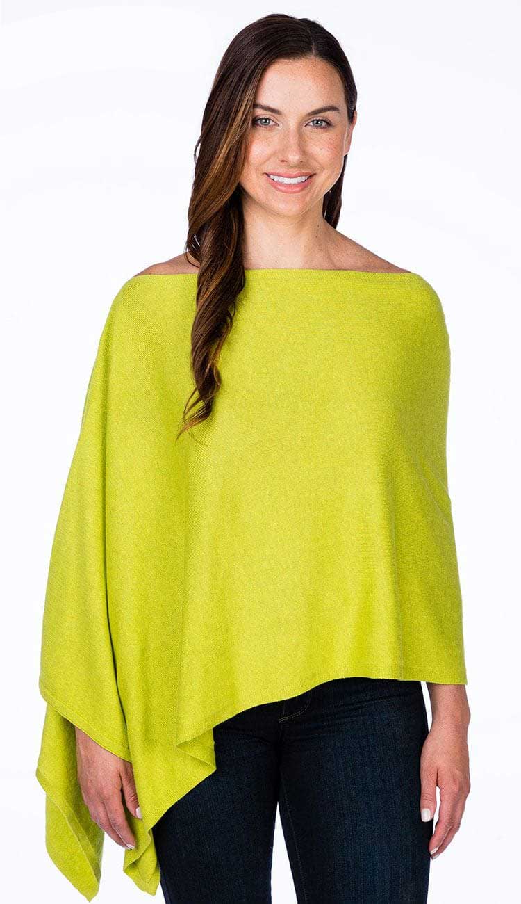 Chartreuse Trade Wind Cashmere Blend Dress Topper Poncho by Alashan Cashmere