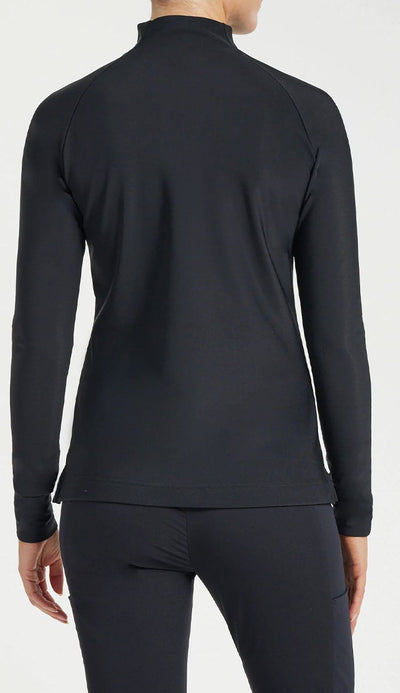 The Cozy Lessie Pullover by Anatomie in black with an asymmetrical design-back view  at Paula & Chlo