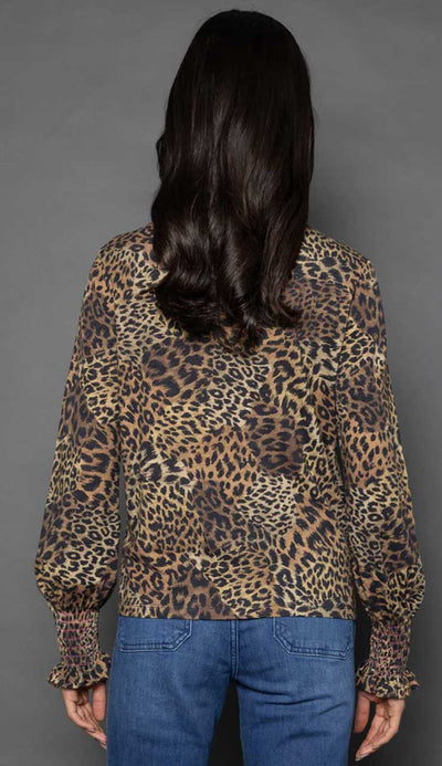 lisa todd cuff love pop animal print long sleeve tee with detailed cuff at Paula and Chlo . Back View 