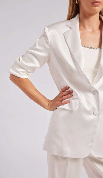 drea blazer by generation love - a gorgeous satin blazer in white at Paula and Chlo - detail view