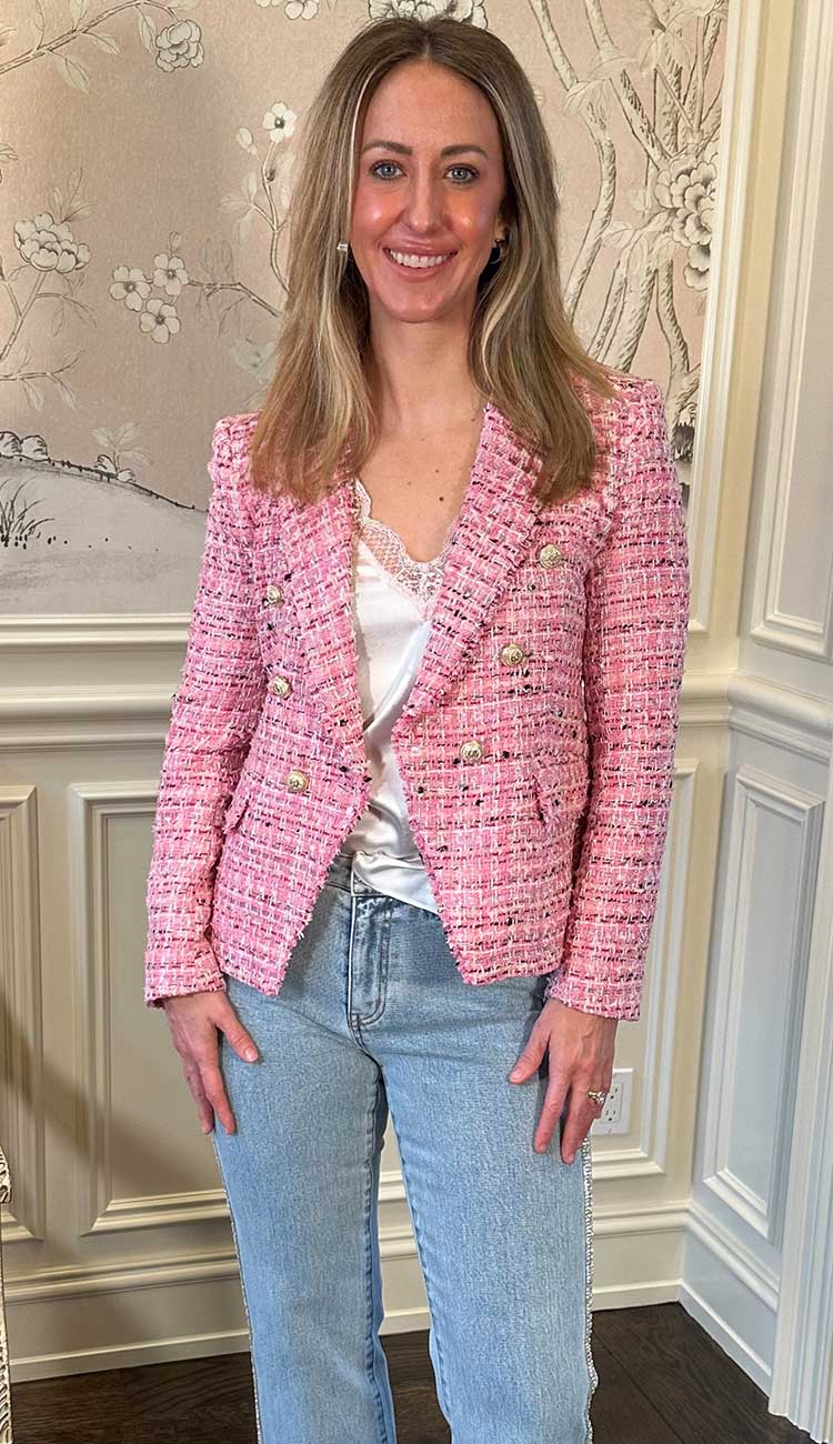 Eliza Tweed Blazer in Pink Melange -Paula & Chlo