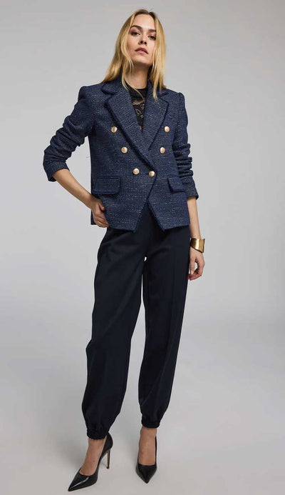 Eliza Tweed Navy and Gold Blazer by Generation Love - Paula & Chlo 
full view