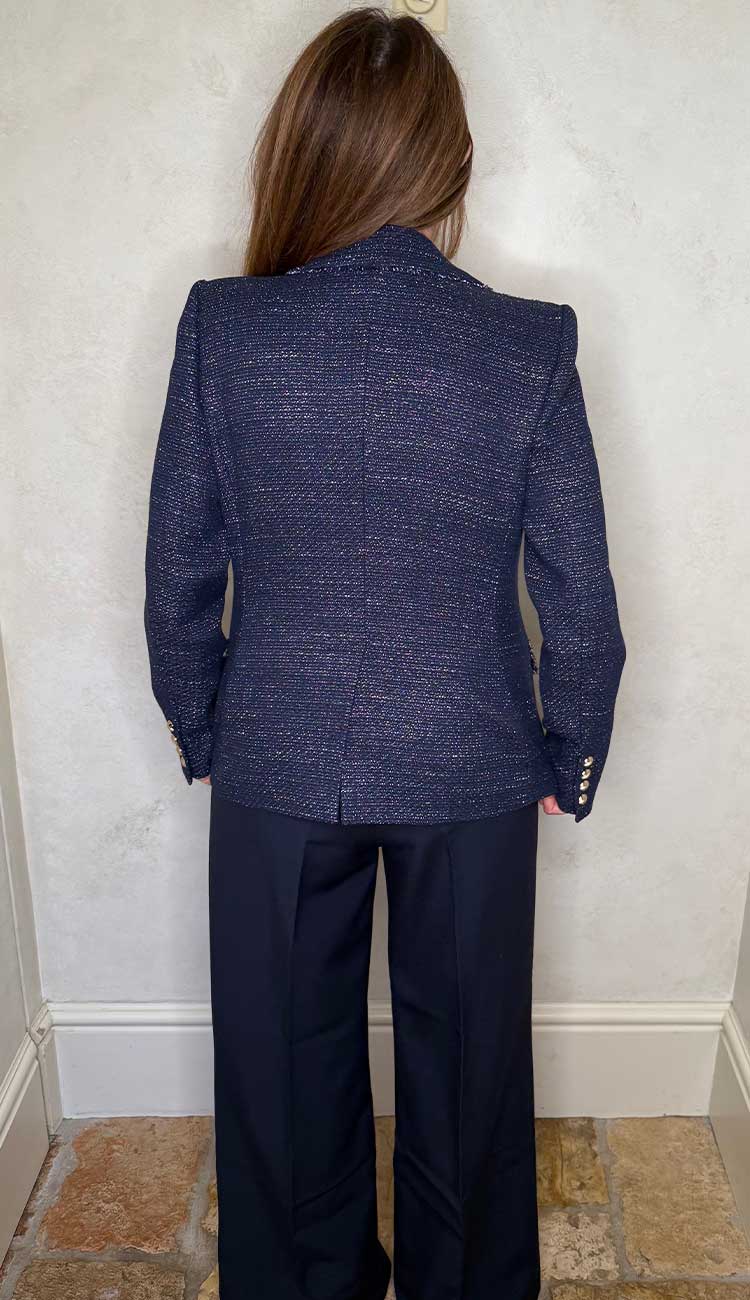 Generation Love Eliza Tweed Blazer in Navy and Gold - Paula & Chlo