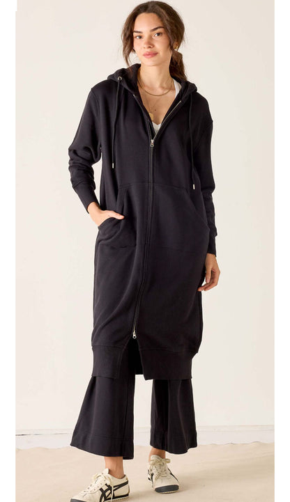 Frenchie Full Zip Maxi Hoodie - Black