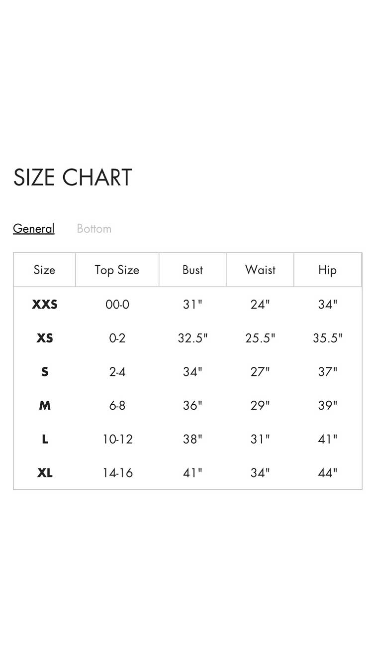 Size chart for Levine blazer