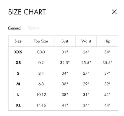 generation love size chart