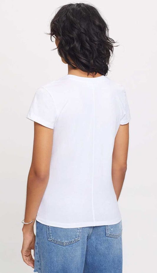 Goldie Organic V Neck Tee in white | Paula & Chlo Back view