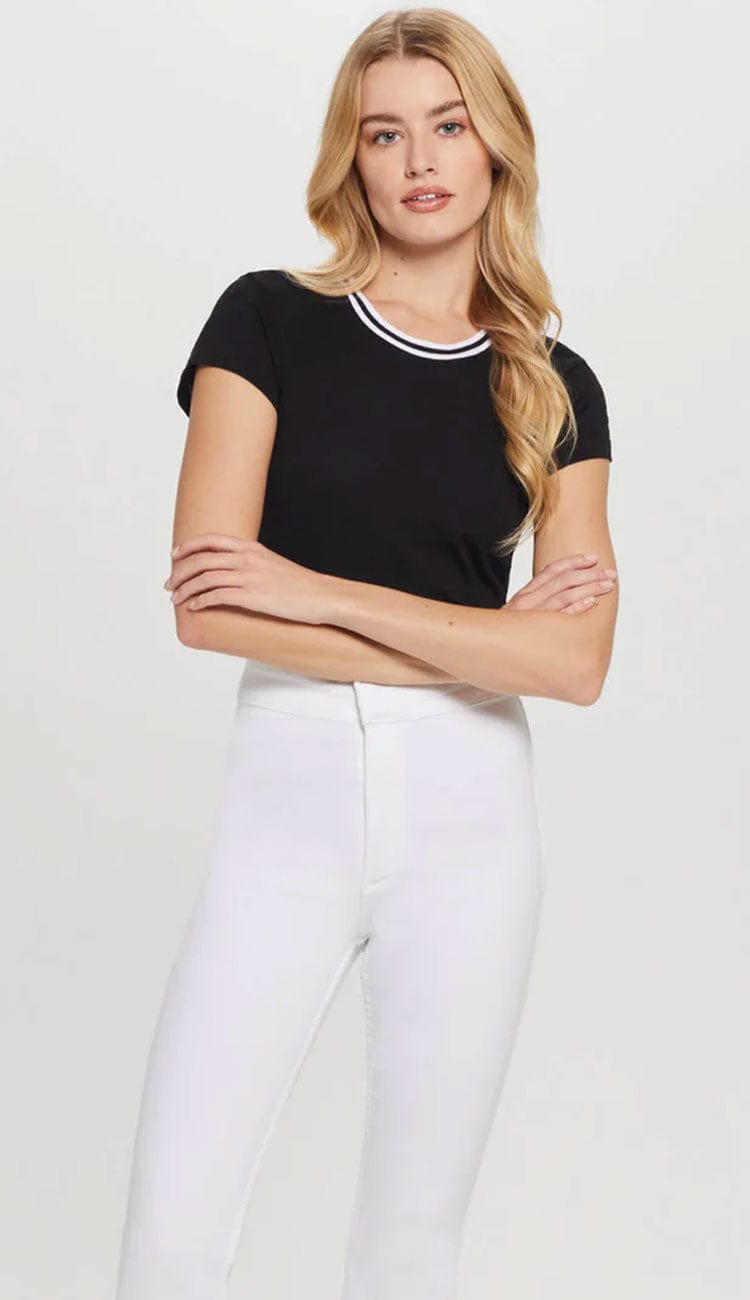 Goldie Tipped Ringer Tee in black  -Paula & Chlo