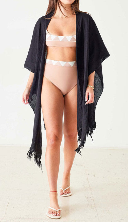 Hermosa 3-Way Linen Wrap by MerSea. A great Warm weather accessory. Makea. a great coverup. Paula & Chlo Black - summer coverup