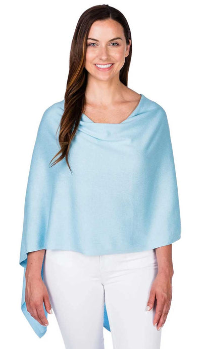 Icy Blue Trade Wind Cashmere Blend Dress Topper Poncho by Alashan Cashmere