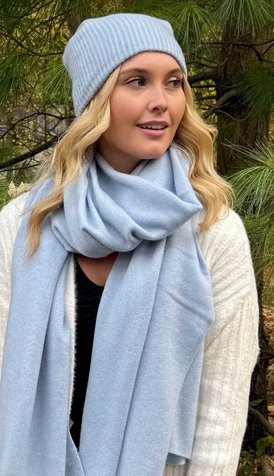 white and warren cashmere beanie in icy blue at paula and chlo