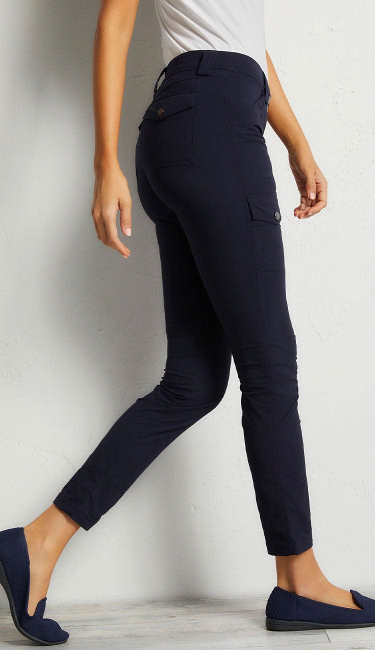 Kate Cargo Pants in Ultra lightweight fabric by Anatomie in Navy side view - shop Paula & Chlo