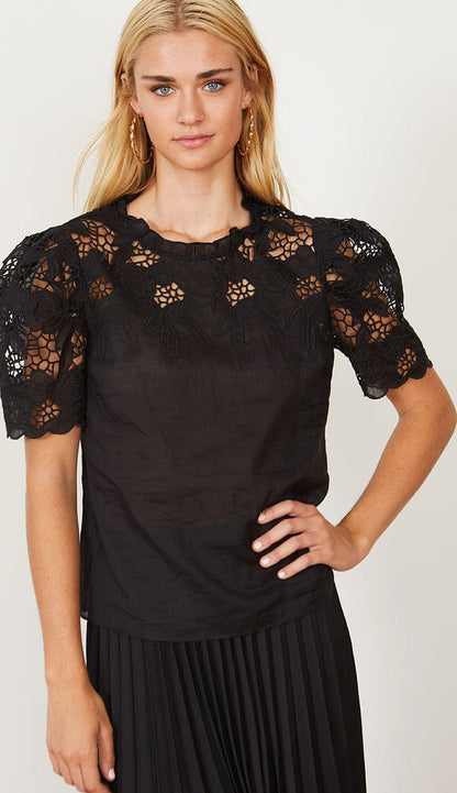 Katia Top in black lace by Caballero at Paula & Chlo