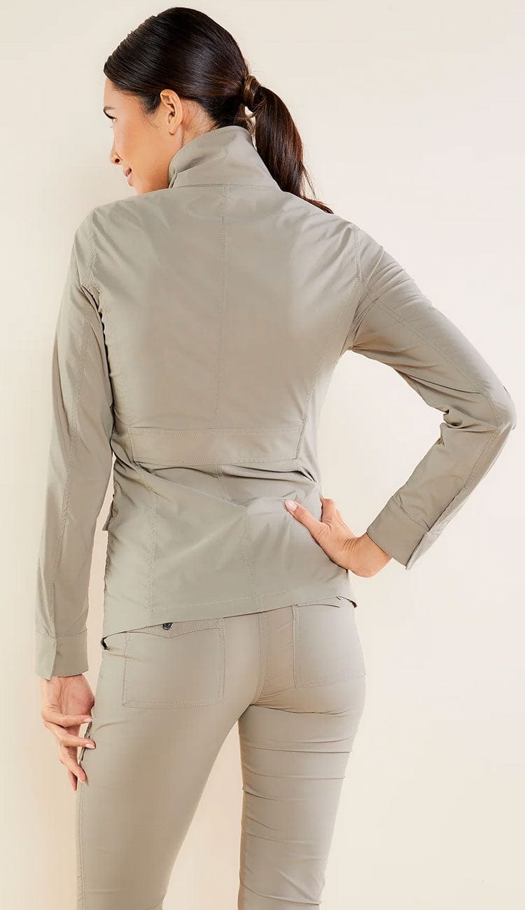 Anatomie Kenya Safari Jacket in Khaki. The perfect travel jacket back view- shop Paula & Chlo