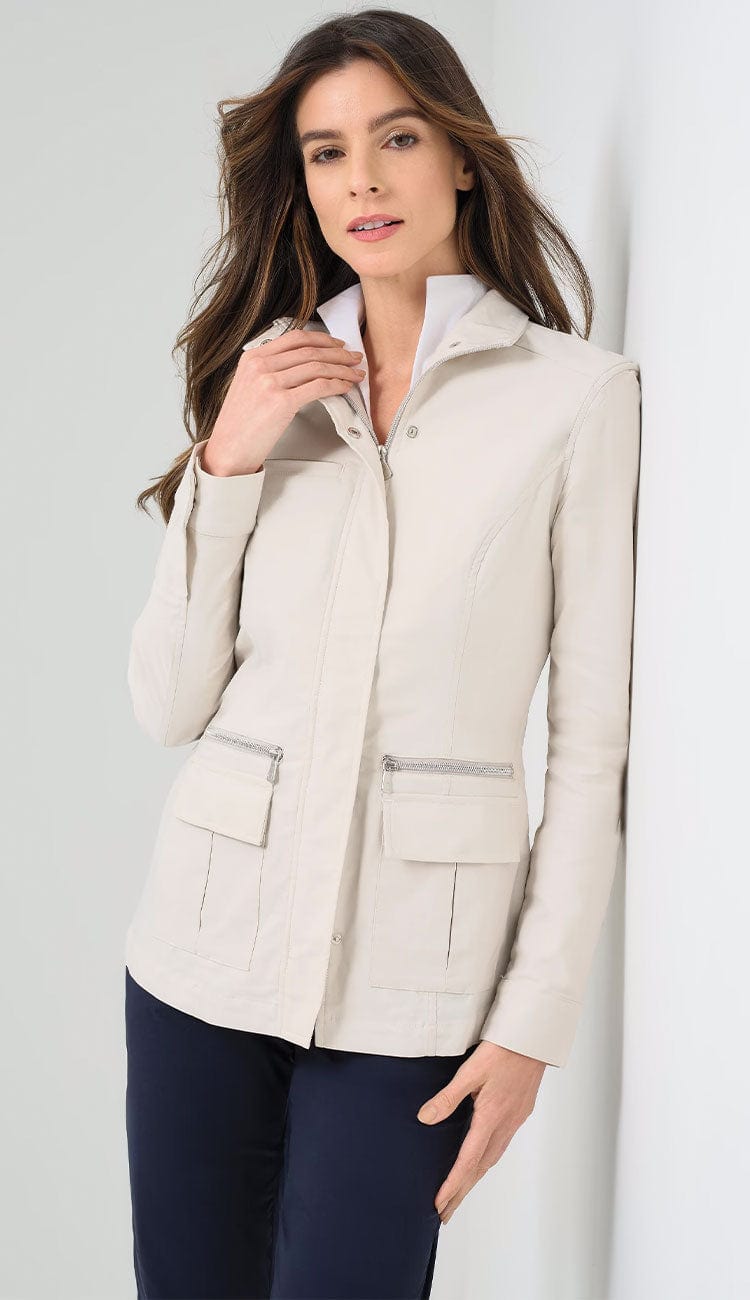 Kenya Safari Jacket Stone front view - best travel jacket by Anatomie | Paula & Chlo