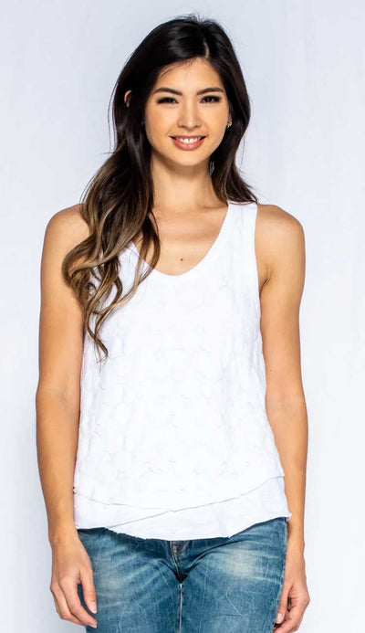 Wilt lace front tak with mock hem in white - Paula & Chlo