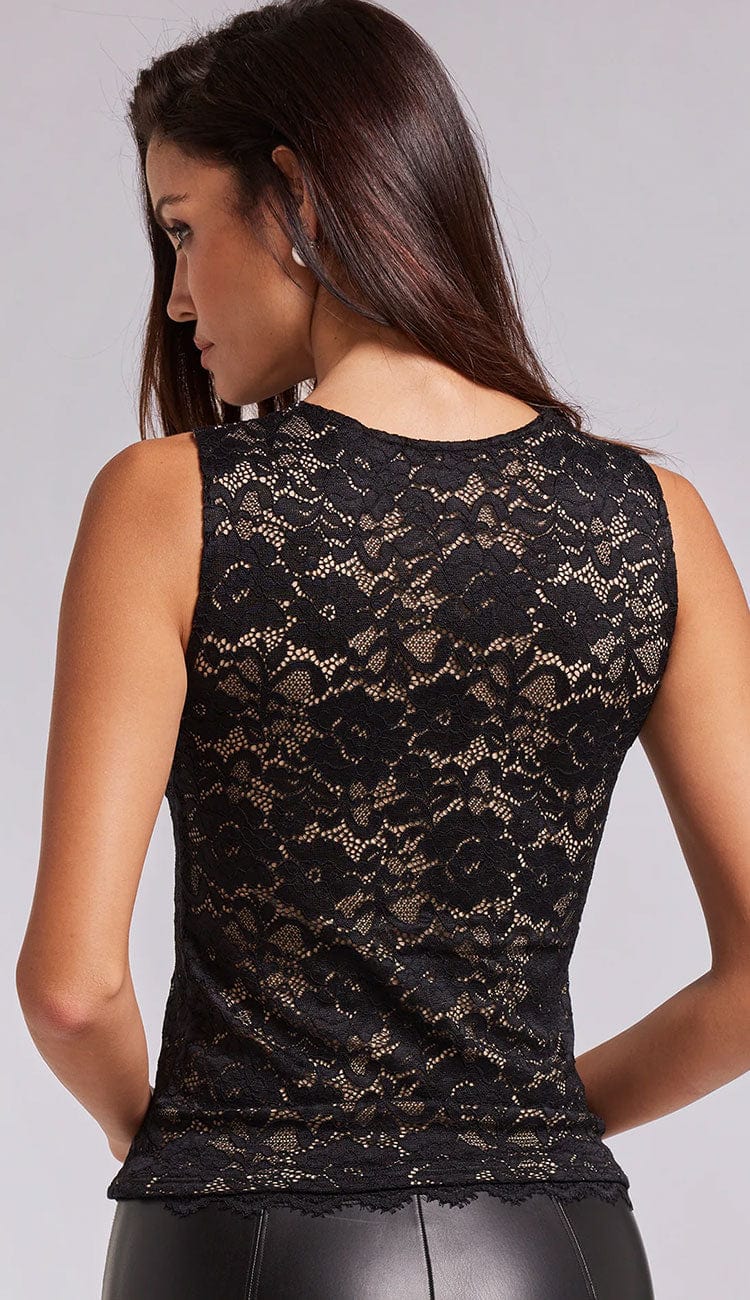 Leila Stretch Lace Top in Black back view by Generation Love at Paula & Chlo