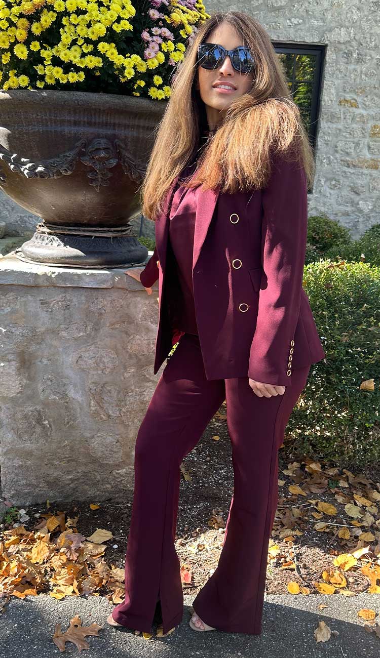 Generation Love Arielle Crepe Blazer Malbec | Paula & Chlo