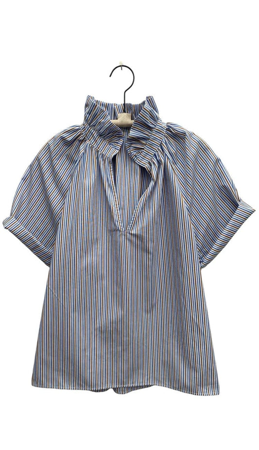 Margot short sleeve Stripe Shirt by A Shirt Thing - at Paula and Chlo.