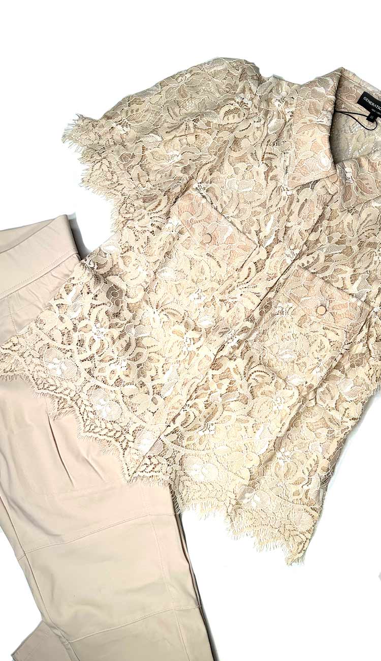 lace top and chaandy pants laydown
