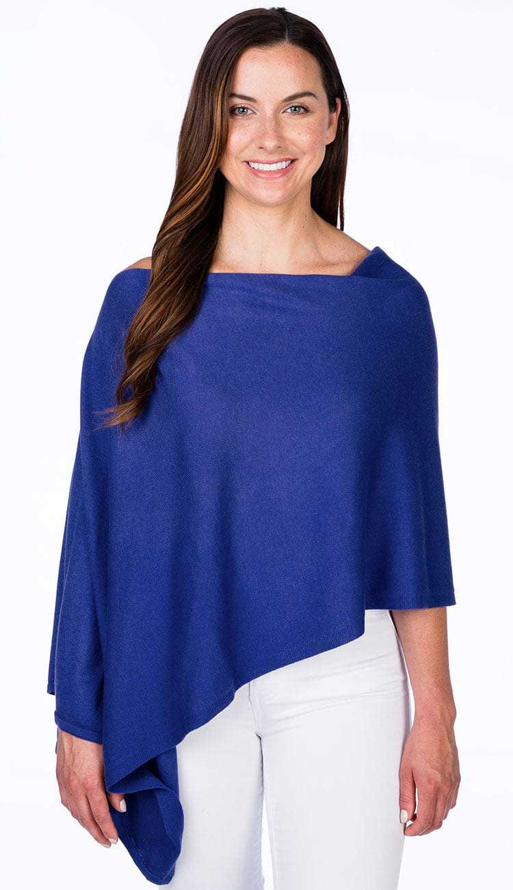 Montauk Blue Trade Wind Cashmere Blend Dress Topper Poncho by Alashan Cashmere