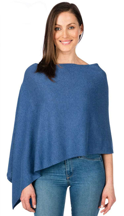 Mountain Blue Trade Wind Cashmere Blend Dress Topper Poncho by Alashan Cashmere