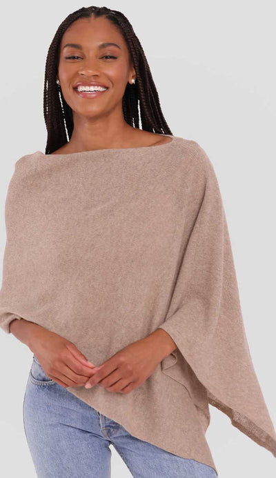 Alashan 100% Cashmere Dress Topper Poncho in Natural Brown- Paula & Chlo
