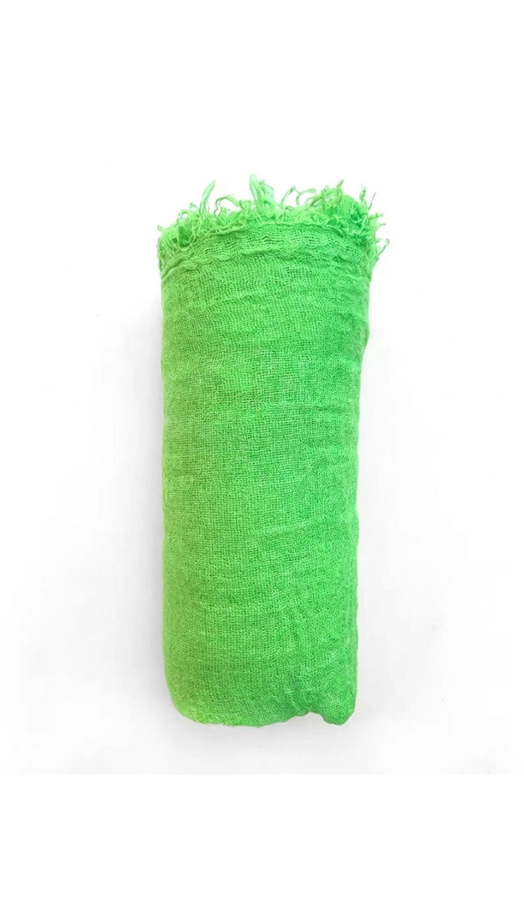 Neon Green boho scarf on white background