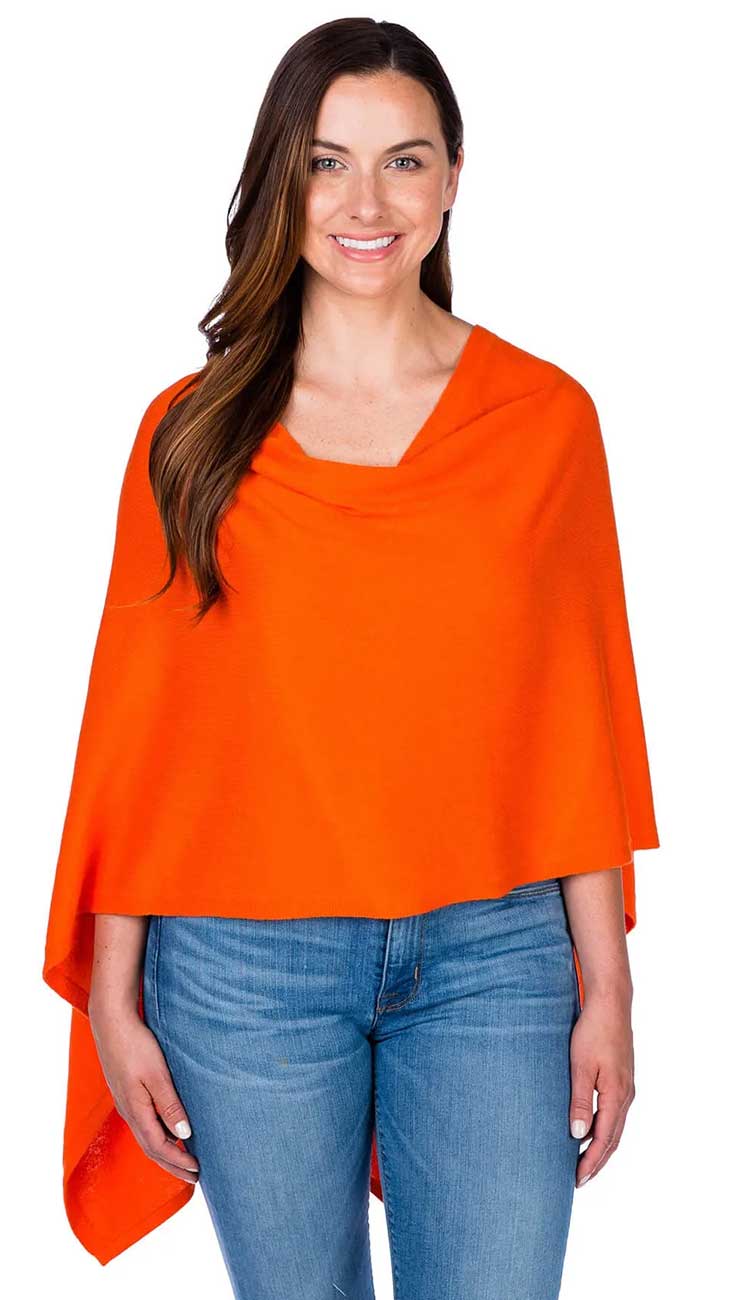 Persimmon Trade Wind Cashmere Blend Dress Topper Poncho by Alashan Cashmere