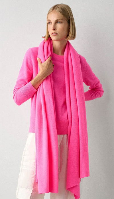 Pink Glow 100% cashmere travel wrap by white and warren and 100% cashmere at Paula & Chlo