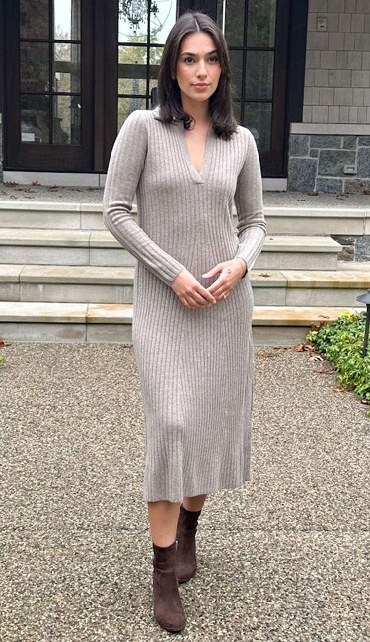 White and Warren Merino Cashmere Ribbed Polo Dress | Paula & Chlo White and Warren Merino Cashmere Ribbed Polo Dress | Paula & Chlo