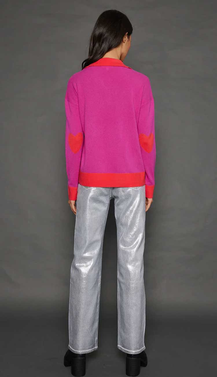 Lisa Todd Color Pop  Cashmere Sweater in Rhubarb at Paula & Chlo. Shop the Collection - back view 