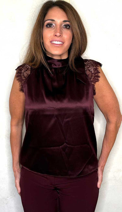 Rachel Halter Top in Malbec by generation love at paula and chlo. front view 