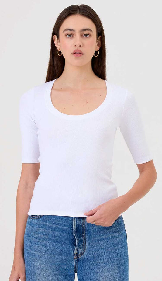 Goldie Rebecca Half Sleeve Tee in White | Paula & Chlo