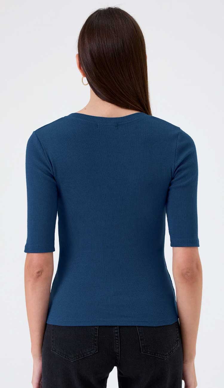 Goldie Rebecca 3/4 Sleeve t-shirt in estate blue | Paula & Chlo back view
