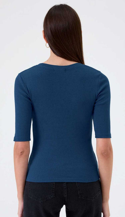 Goldie Rebecca 3/4 Sleeve t-shirt in estate blue | Paula & Chlo back view
