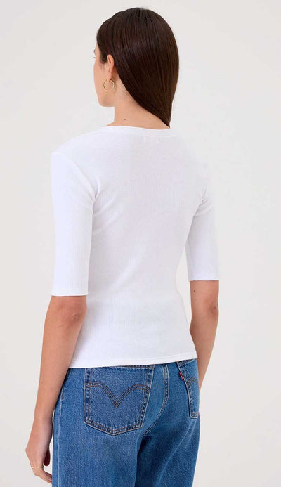 Goldie Rebecca Half Sleeve Tee in White | Paula & Chlo back view