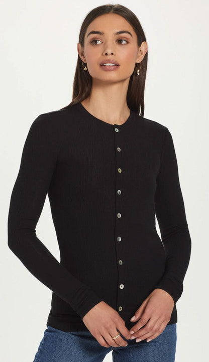 Ribbed Cardigan in black by Goldie at Paula & Chlo