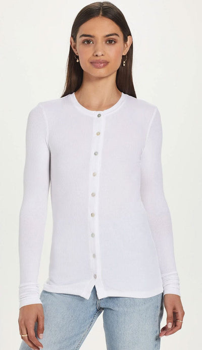 Ribbed Cardigan in white by Goldie at Paula & Chlo